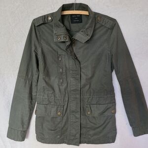 Love Tree Cotton Military Utility Jacket in Olive Green Size Large Snap Button